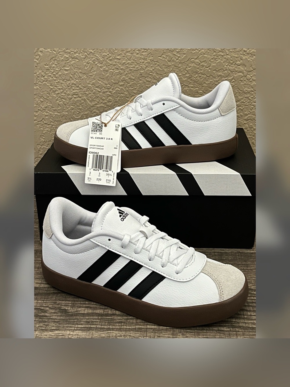 Adidas VL Court Low Shoes Kids Size-3.5